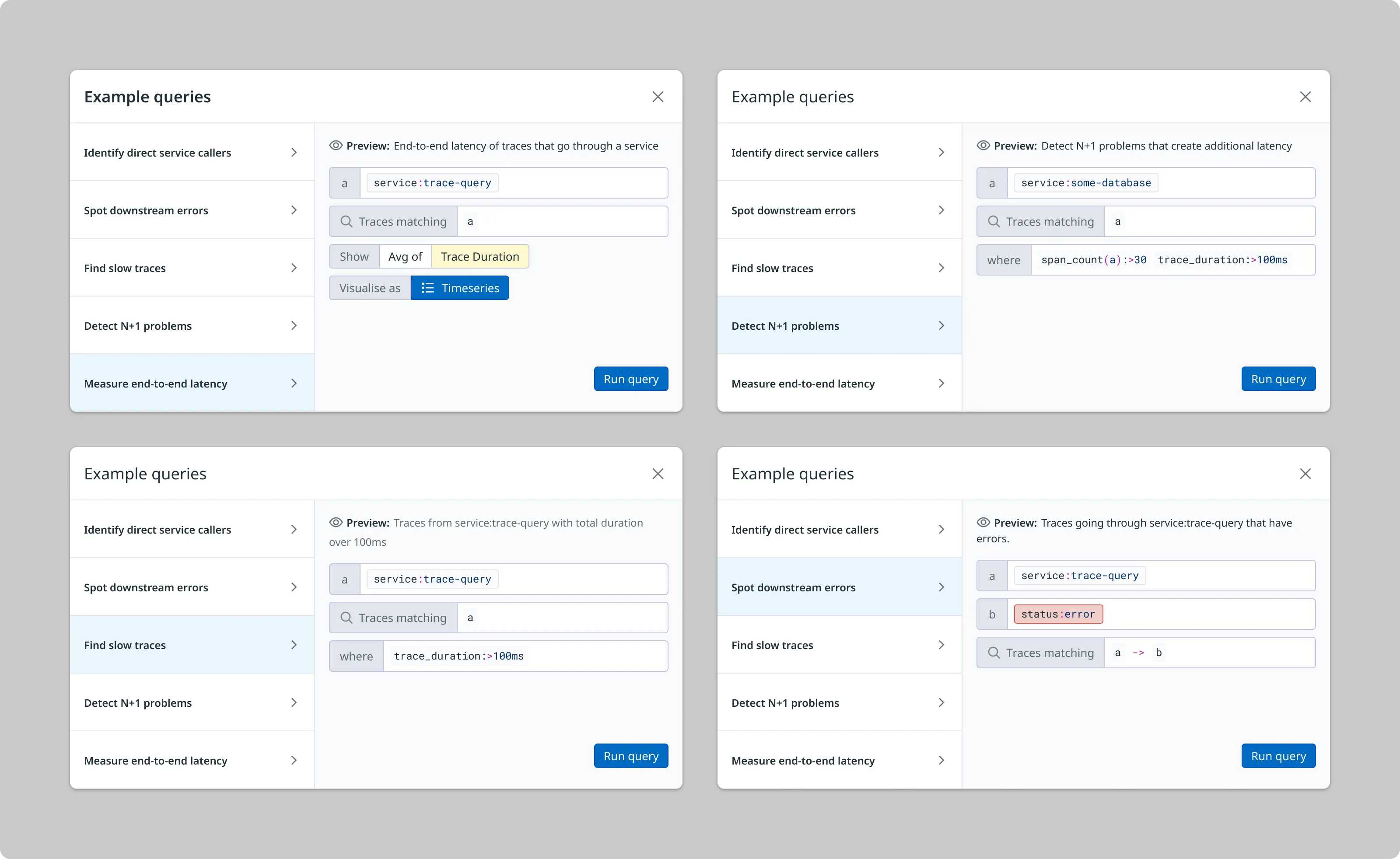 Onboarding: Example queries based on common use cases reported by customers