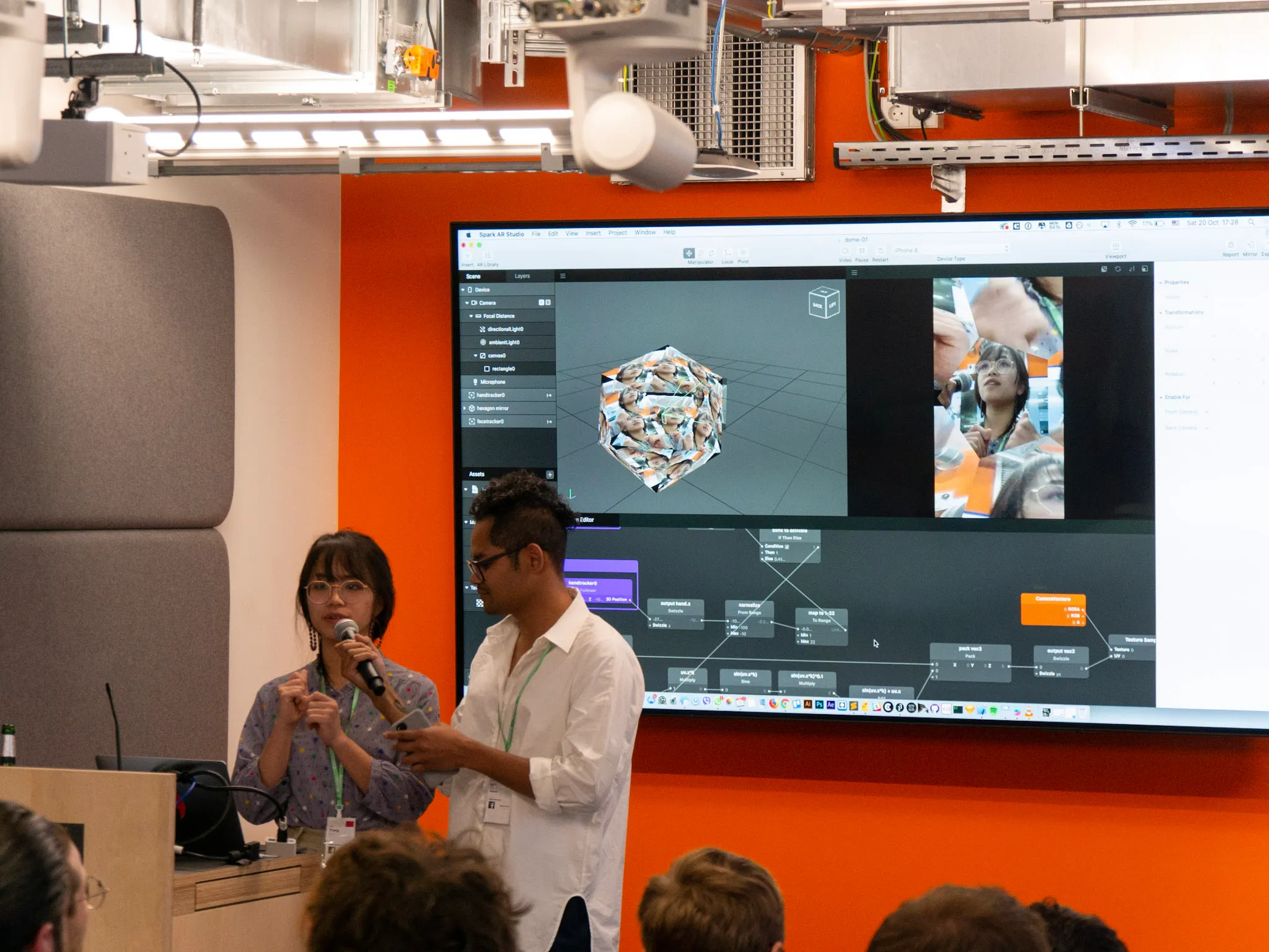 Presenting my project at Meta's Spark AR Hackathon in Berlin